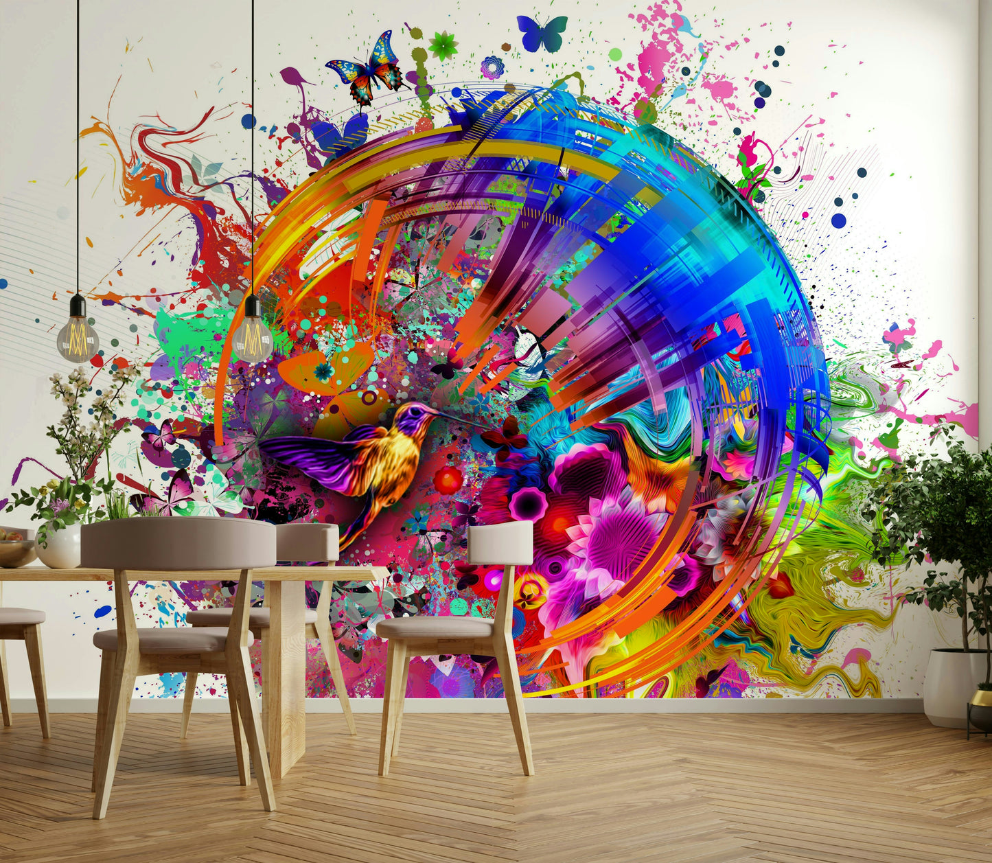 カラフルなハミングバードと蝶の壁紙が更新されました