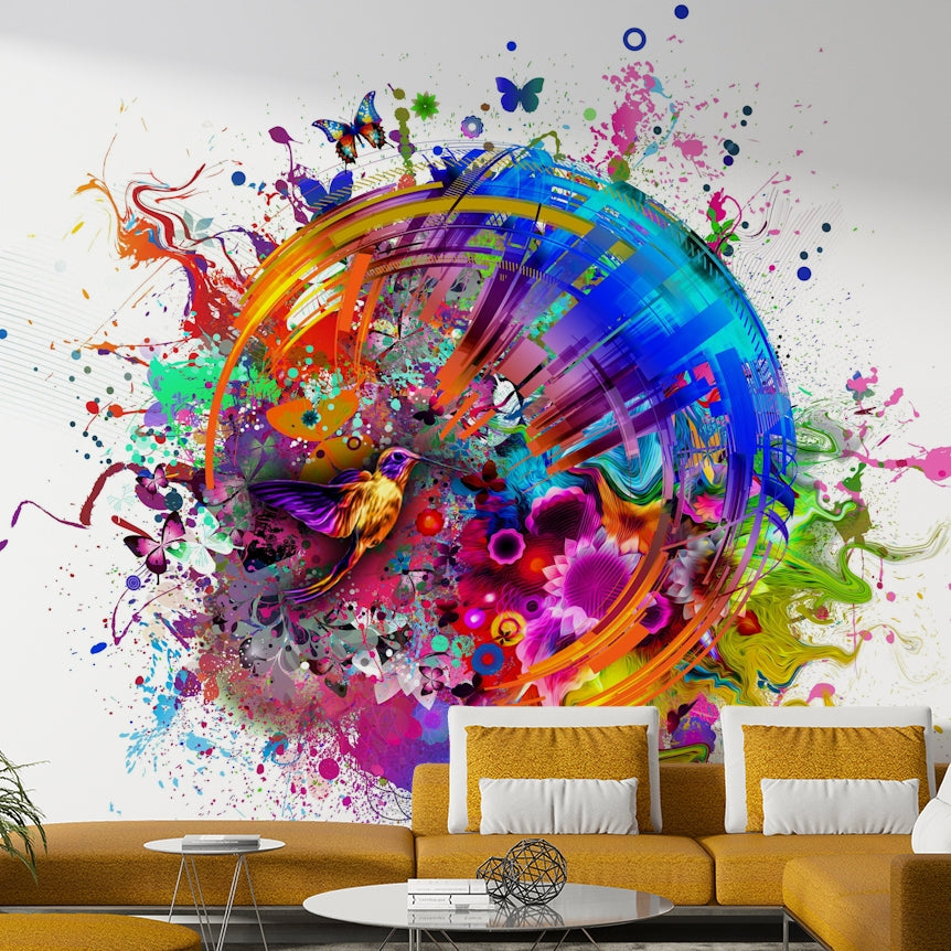 カラフルなハミングバードと蝶の壁紙が更新されました