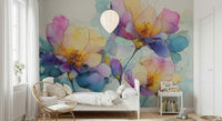 Abstract botanical garden Colorful Ink Floral Dreams wallpaper mural
