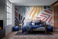 Bright and cheerful leaves wallpaper mural for fresh interiors.
