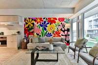 Colorful 1950s modernist abstract floral wall art

