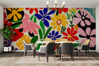 Mid-century style mural with cut-out flower shapes

