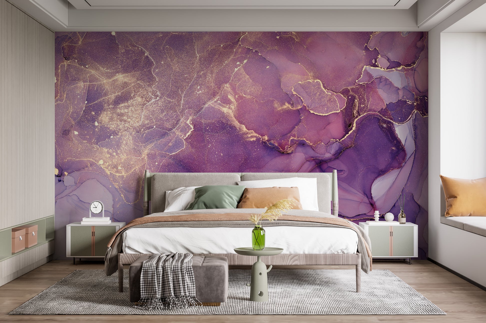Dynamic abstract marble mural for artistic home decor.
