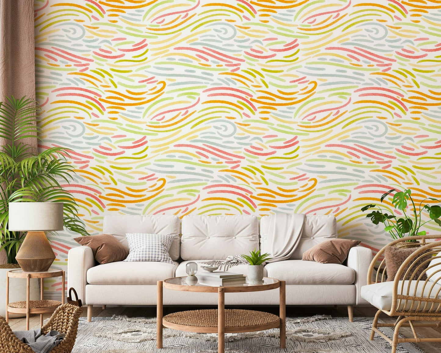 Feminine pastel colors featured in Colorful Strokes accent wall.
