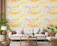 Feminine pastel colors featured in Colorful Strokes accent wall.