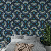 Features repeating concentric circles.
