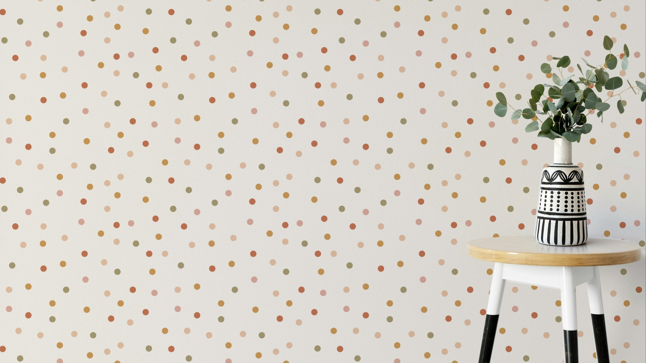 Whimsical nursery with confetti forest wallpaper

