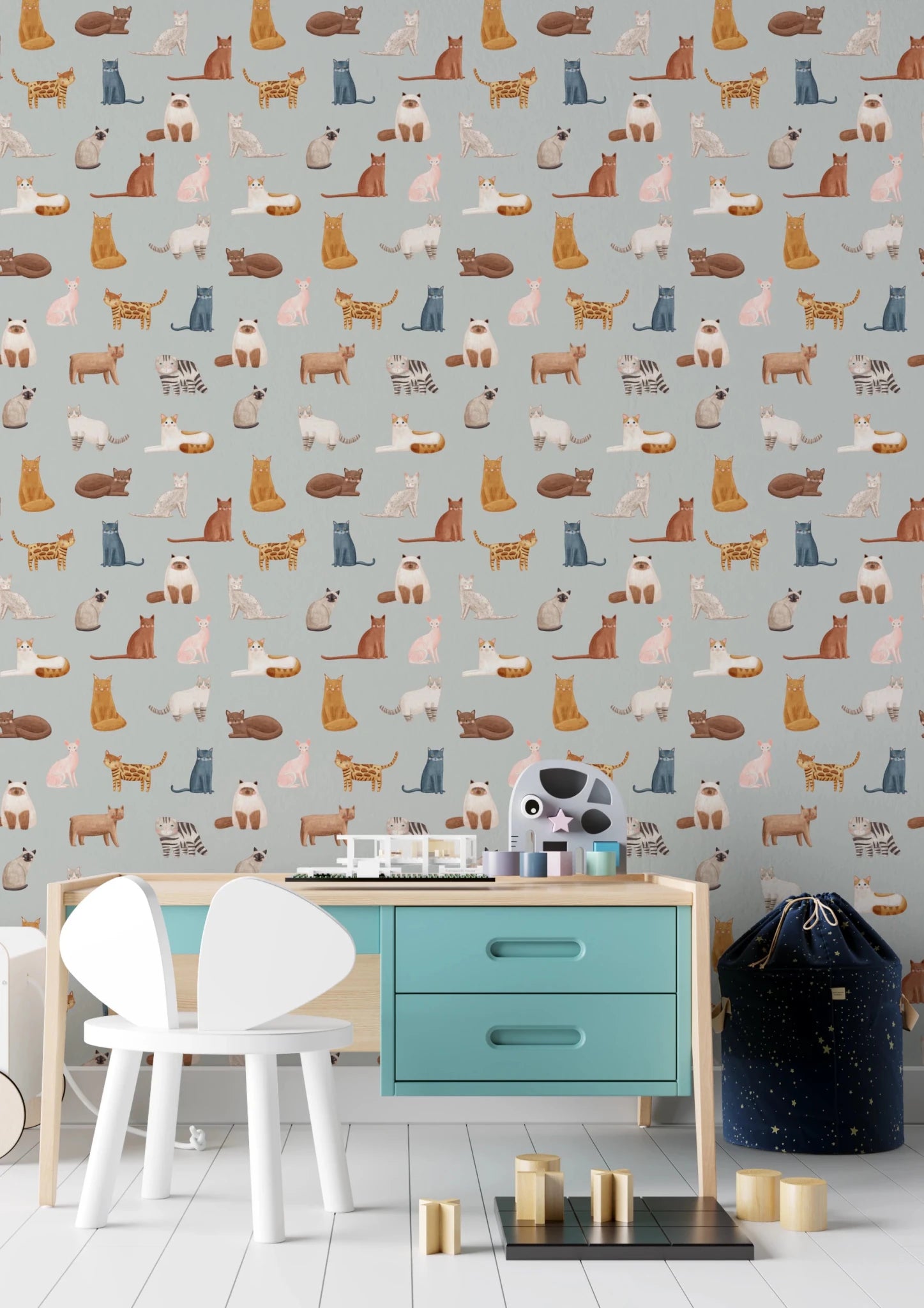 Cool Cats in blue Wallpaper⁠