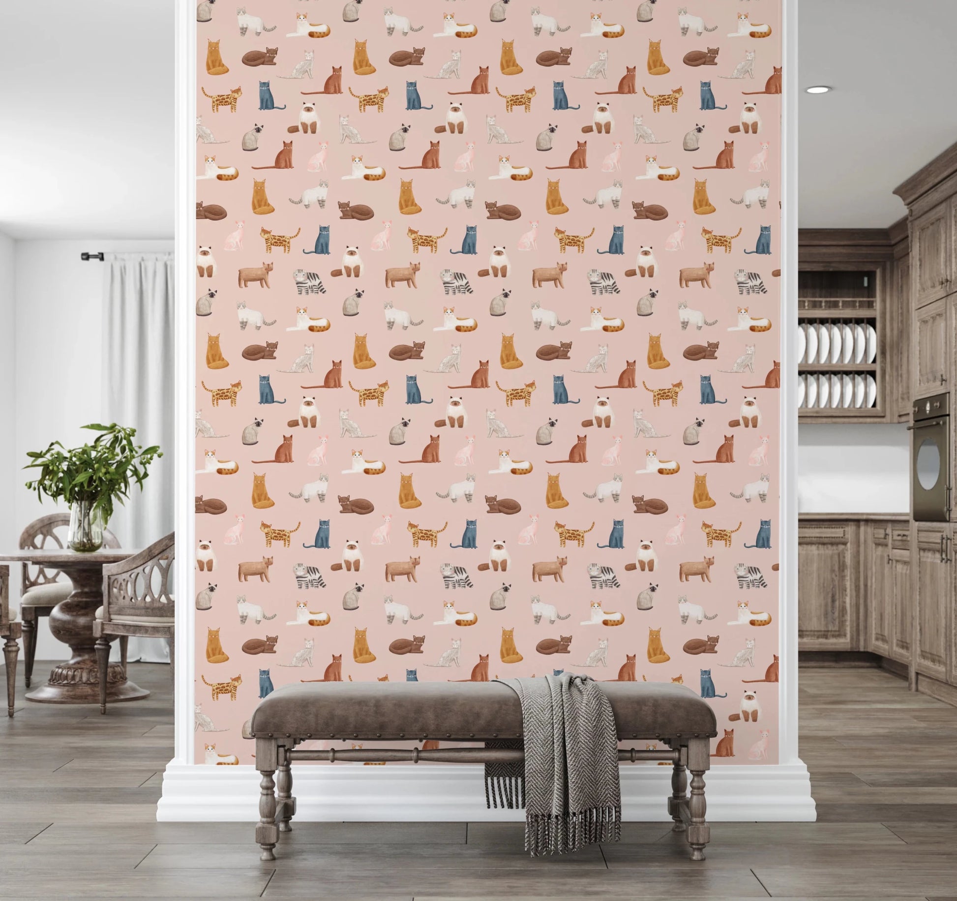 Cool Cats in Pink Wallpaper⁠