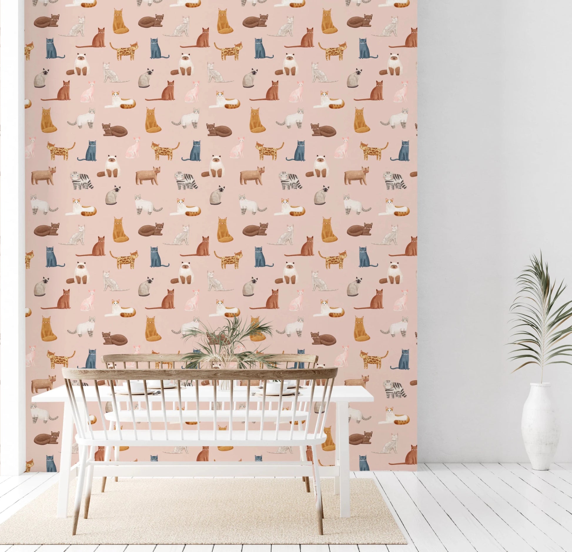 Cool Cats in Pink Wallpaper⁠