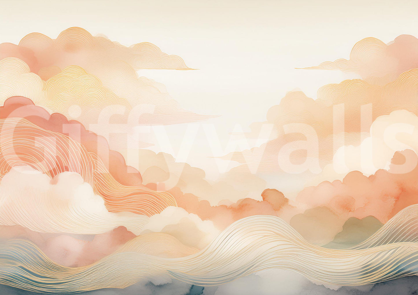 Matte finish wall mural with dreamy sky textures for a peaceful reading nook.