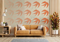A calming bird design wallpaper mural that defines a space.

