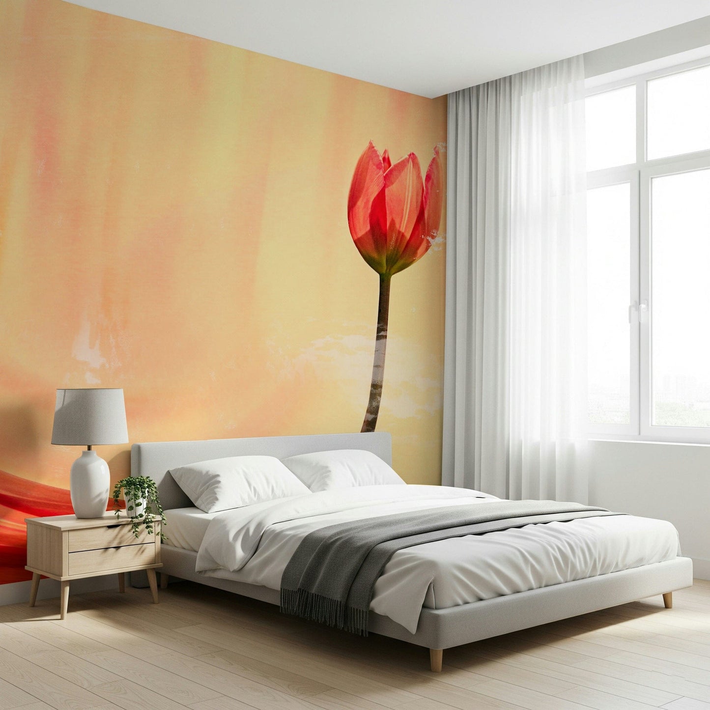 A serene subtle flower wall mural for your decor.

