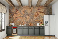 Organic cork wallpaper mural with modern canvas design

