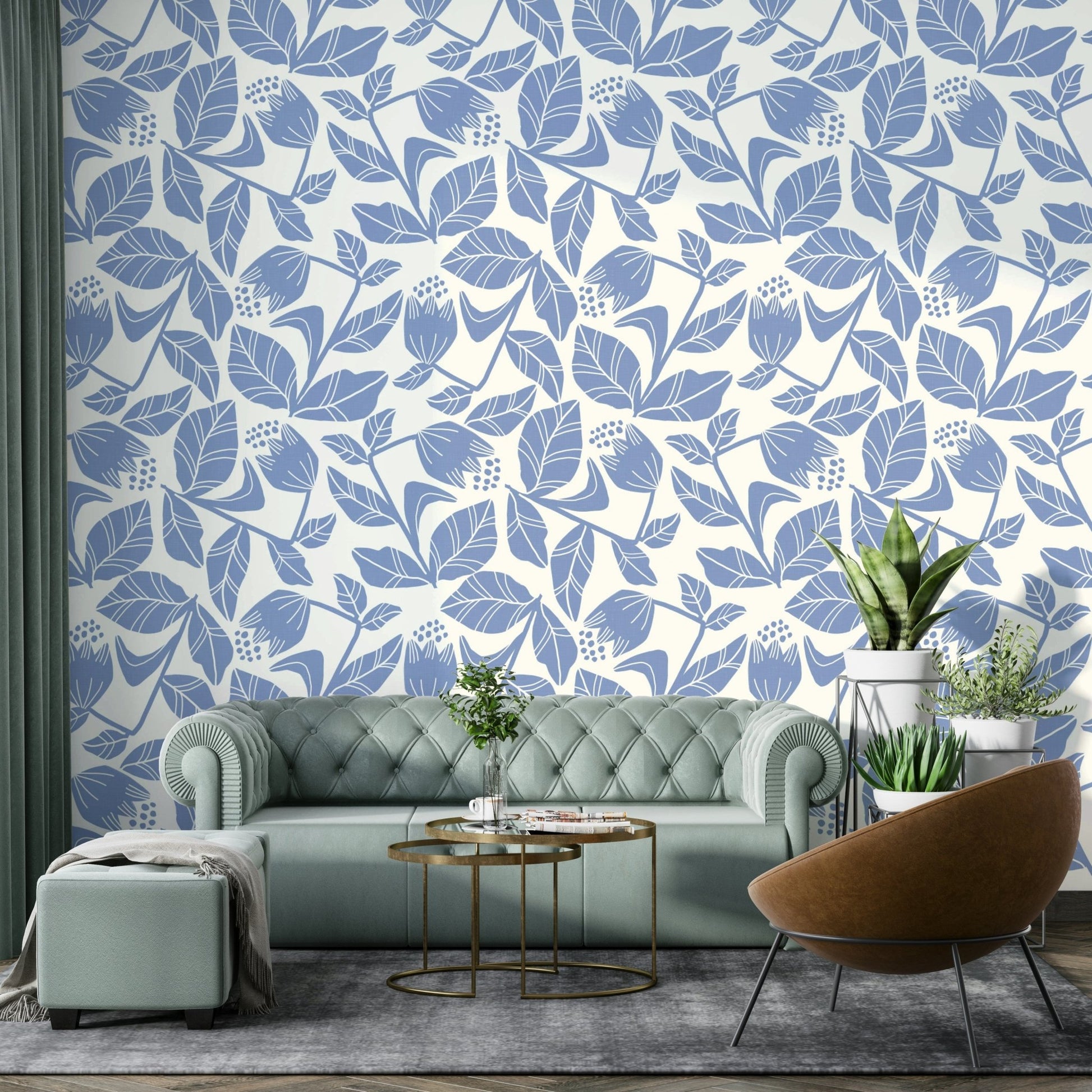Garden-inspired cornflower wall mural

