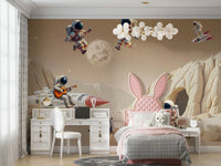 The colors are bright and vibrant, with a starry palette.

