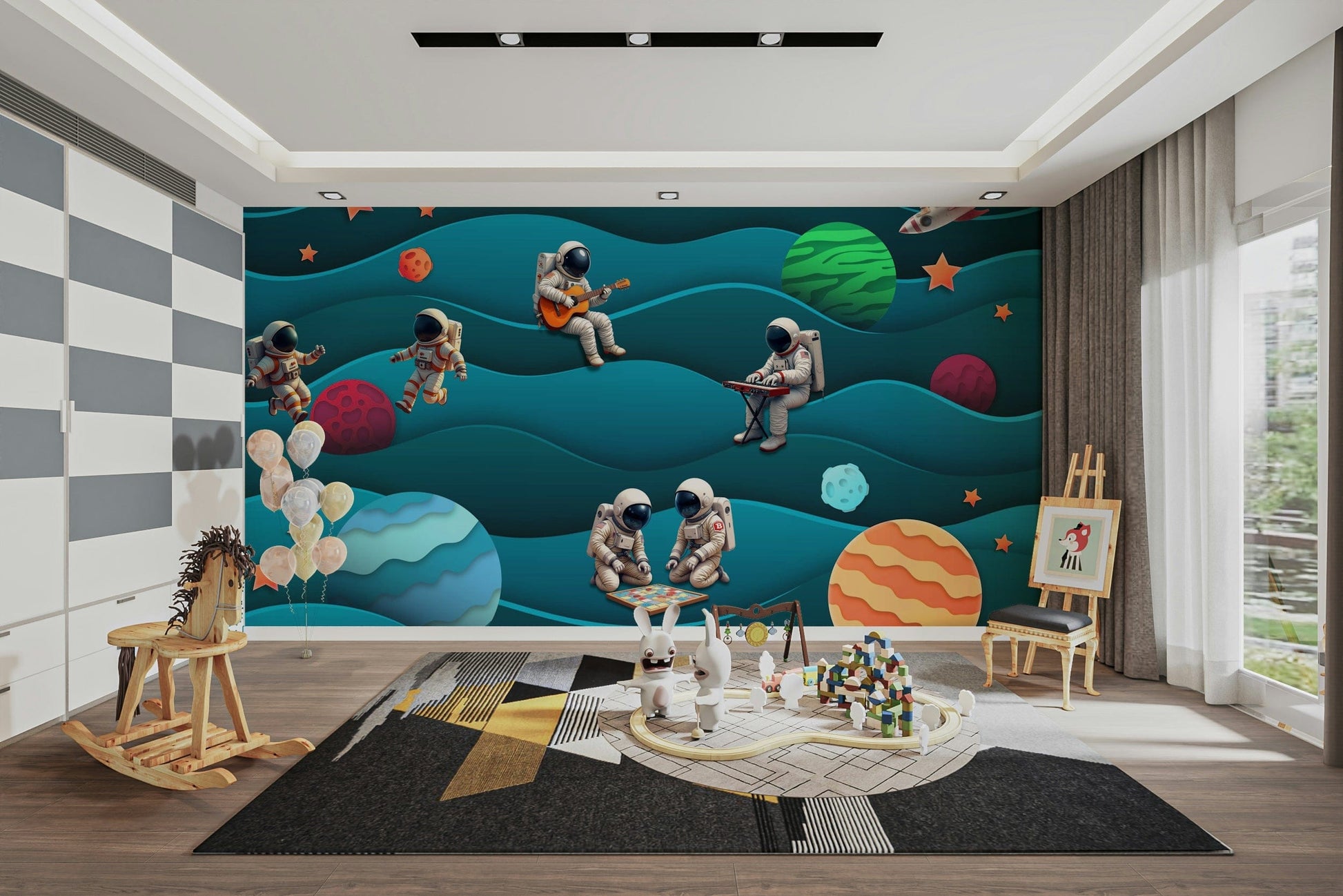 The image is suitable for a kids room or a playroom.

