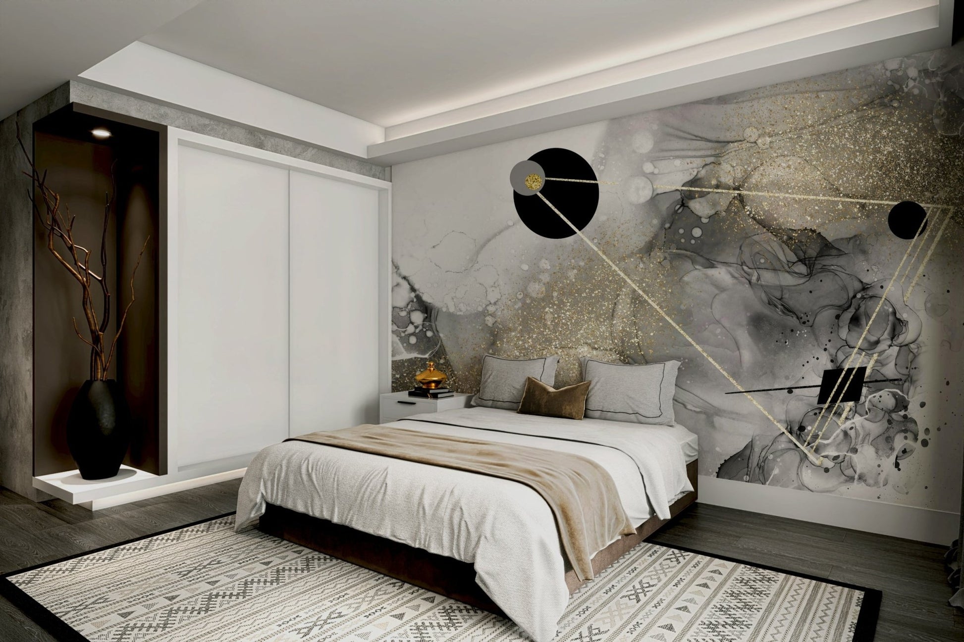 Deep blue and purple hues in Cosmic Dust Wall Mural

