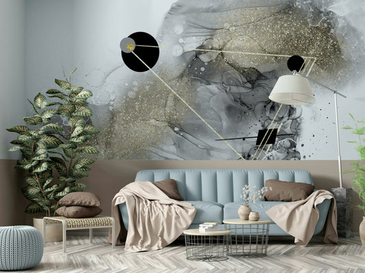Cosmic Dust Mural with vibrant colors and light specks

