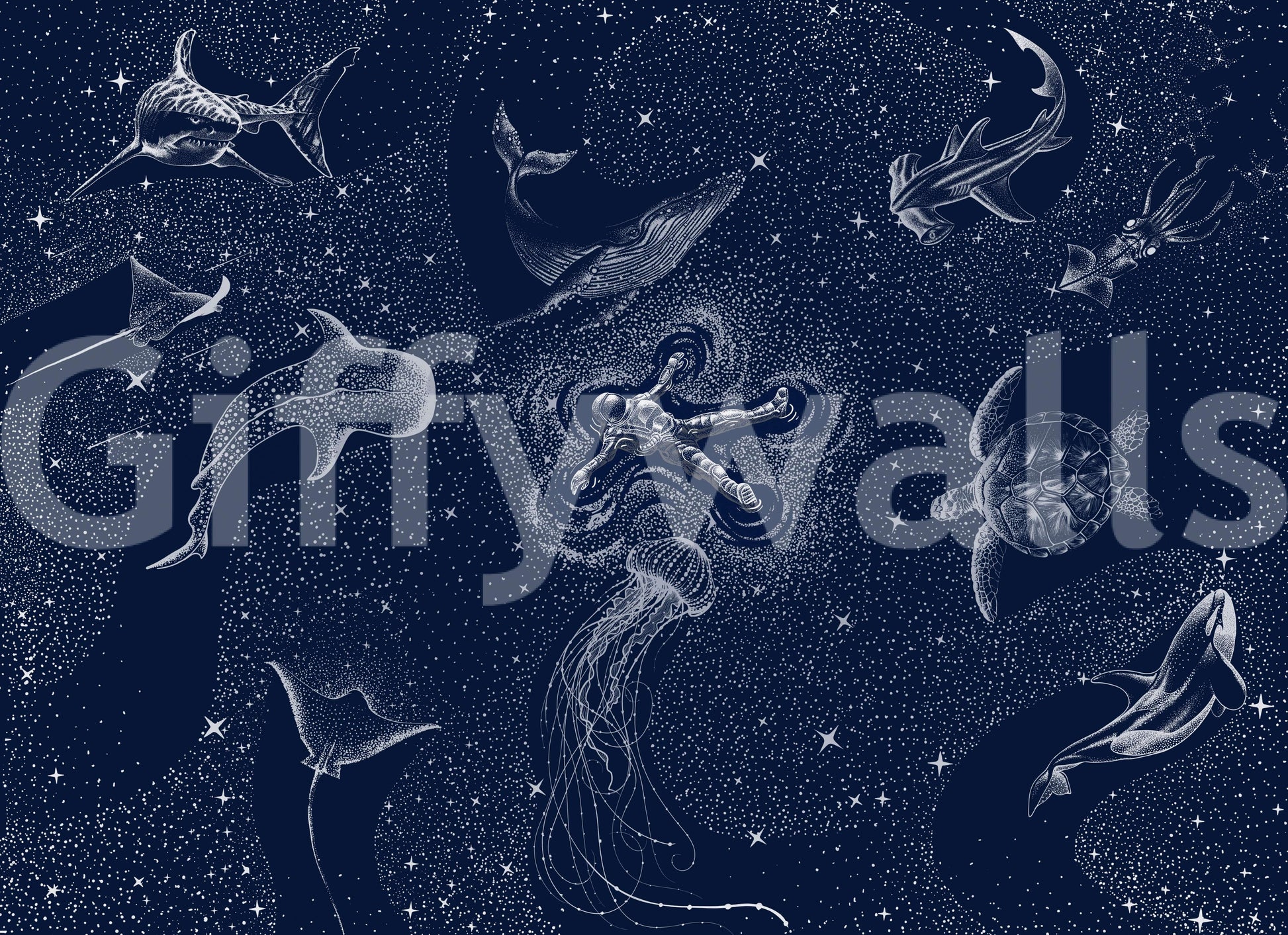 A high-quality serene ocean wall mural for walls.