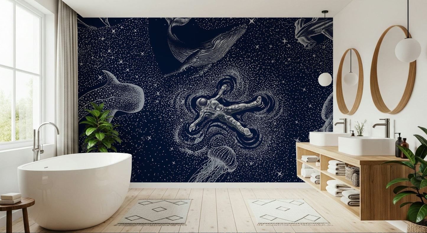 An artistic nature seascape mural for home decor.