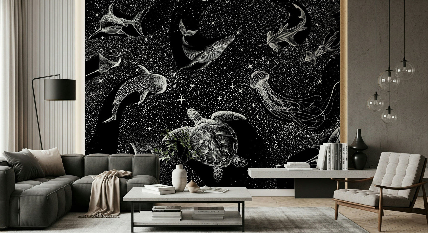 An artistic nature inspired mural for home decor.
