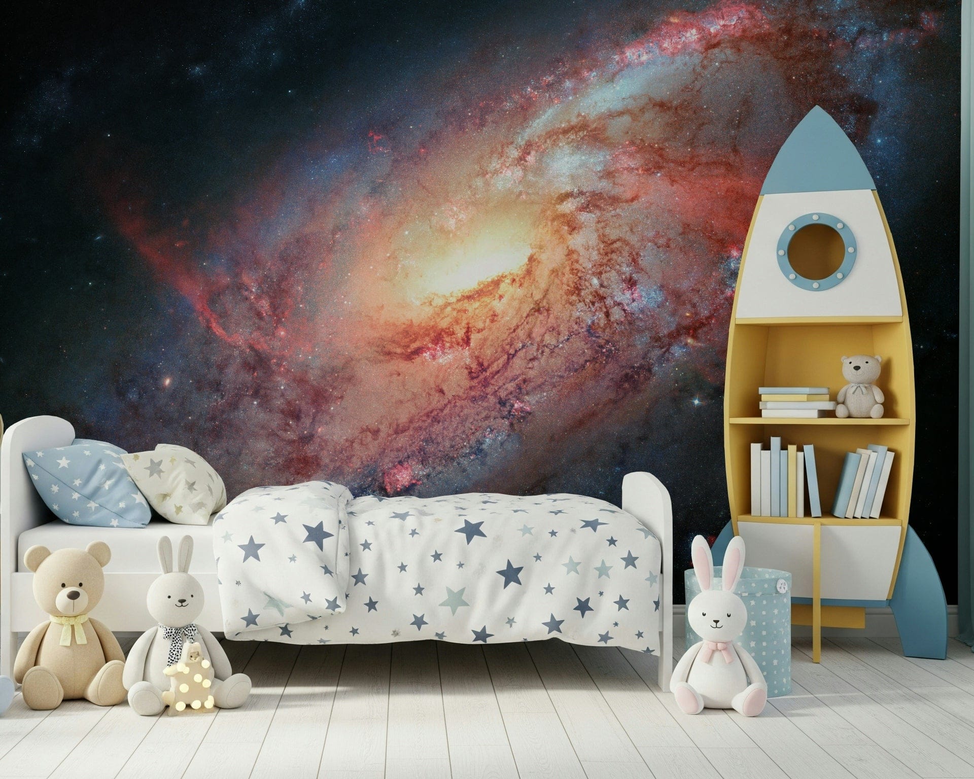 Ethereal Cosmic Swirl mural showcasing infinite starry depths.
