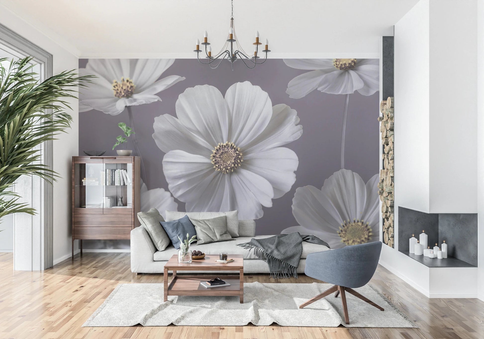 Cosmos Flowers Wall Mural