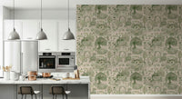 Decorative mural with dreamy countryside elements for a cozy, cottagecore interior.