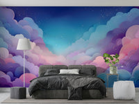 Whimsical pastel cloud wallpaper for nursery decor

