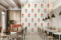 Classic red floral wall wallpaper for walls

