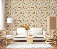 Country Scattered Floral Cream Granny Core Wallpaper⁠