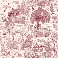 Homely Toile wallpaper, sweet Country Charm illustration.