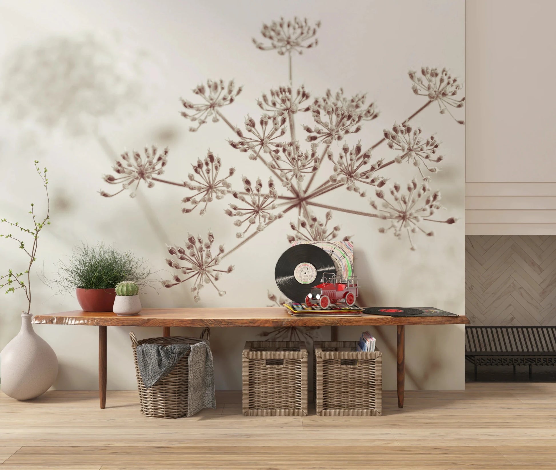 Cow Parsley Sepia Wall Mural