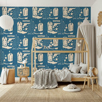Cowboy Dreams wallpaper showcasing vintage-style Western icons in a soft tan pattern.