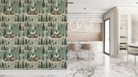Winter Cabin Charm wall covering adding seasonal warmth and cozy aesthetic to interiors.
