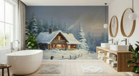 Winter’s Warm Embrace Wall Mural in muted beige and white for home office walls