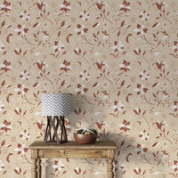 Cream floral wallpaper for serene, cozy spaces

