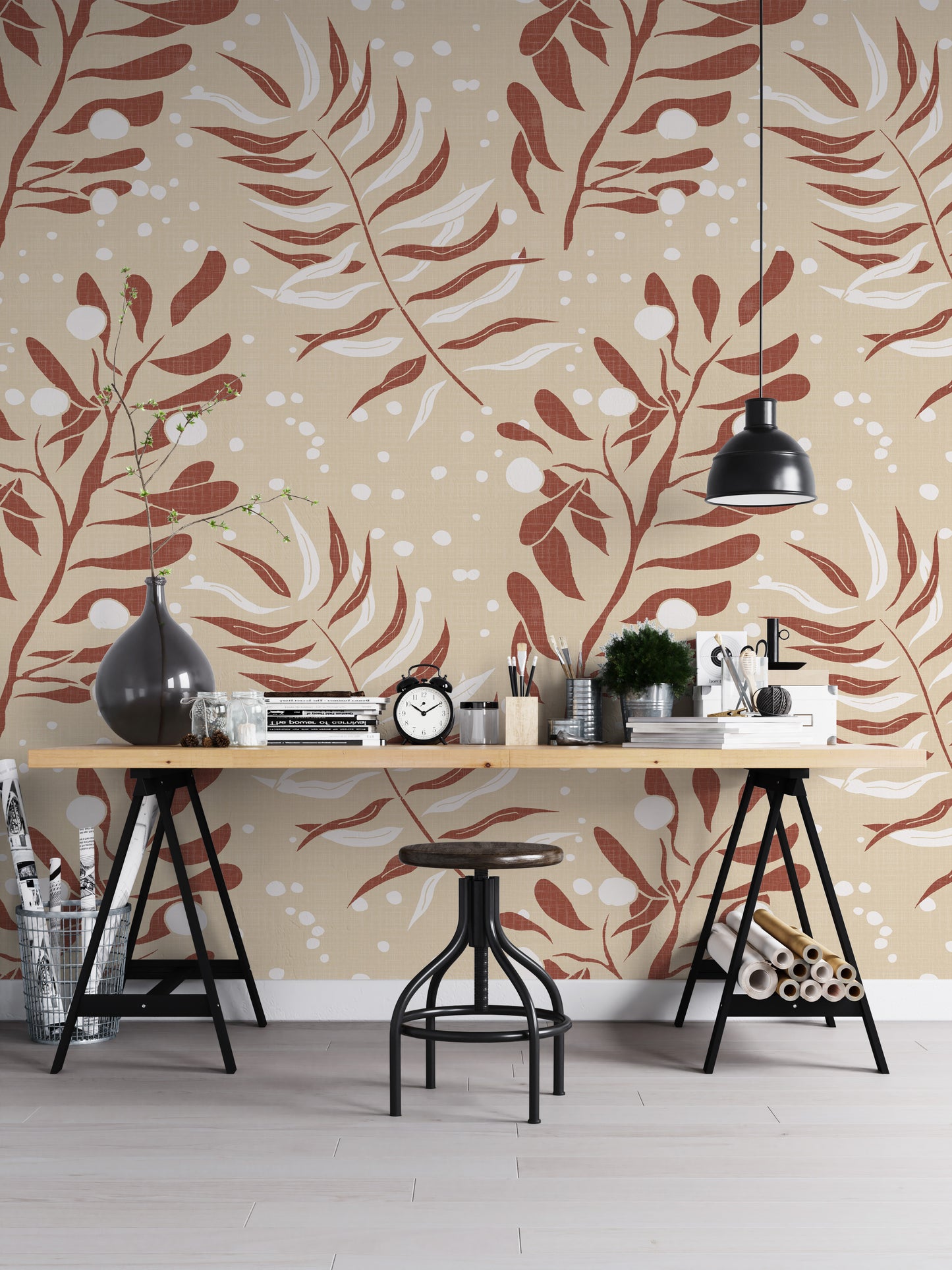 居心地の良いクリームパームの葉