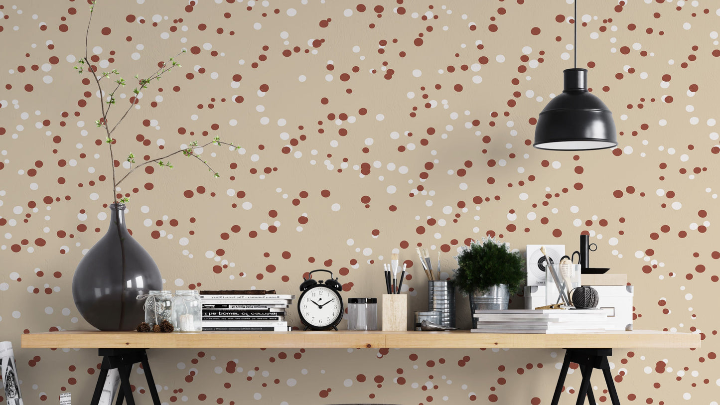 Cozy cream polka dots wallpaper for soft playful spaces

