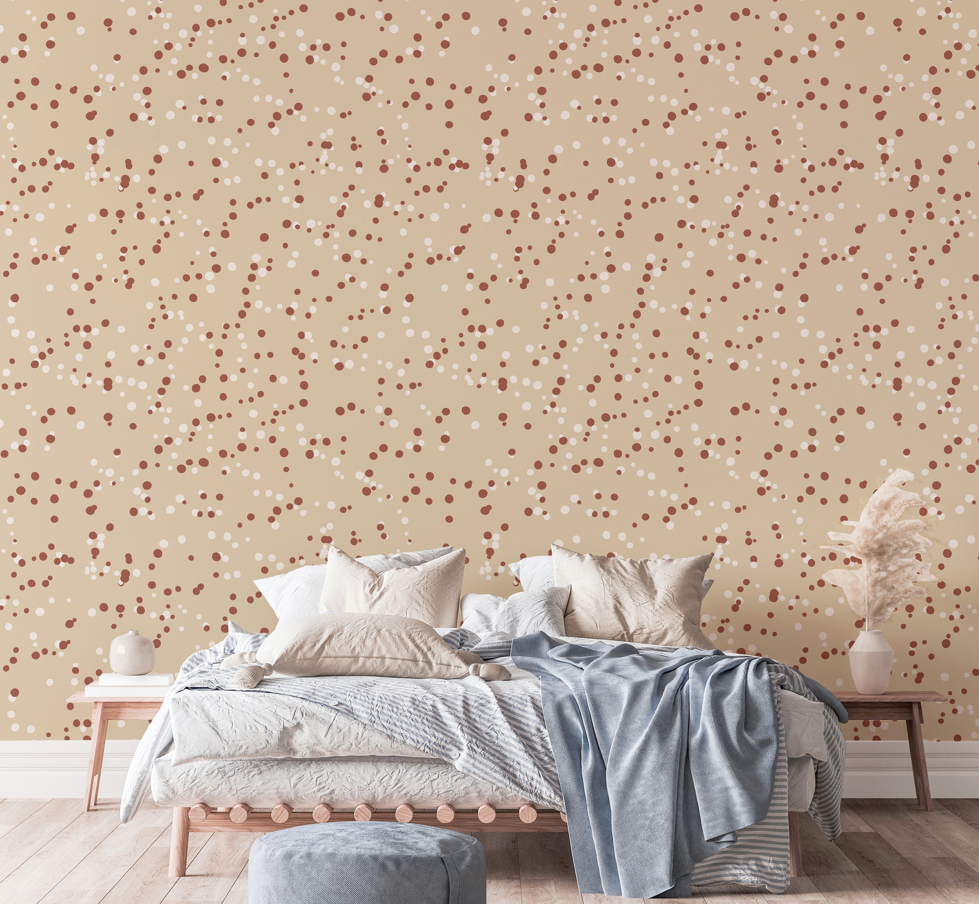 Cream dot wallpaper for nurseries and children’s rooms

