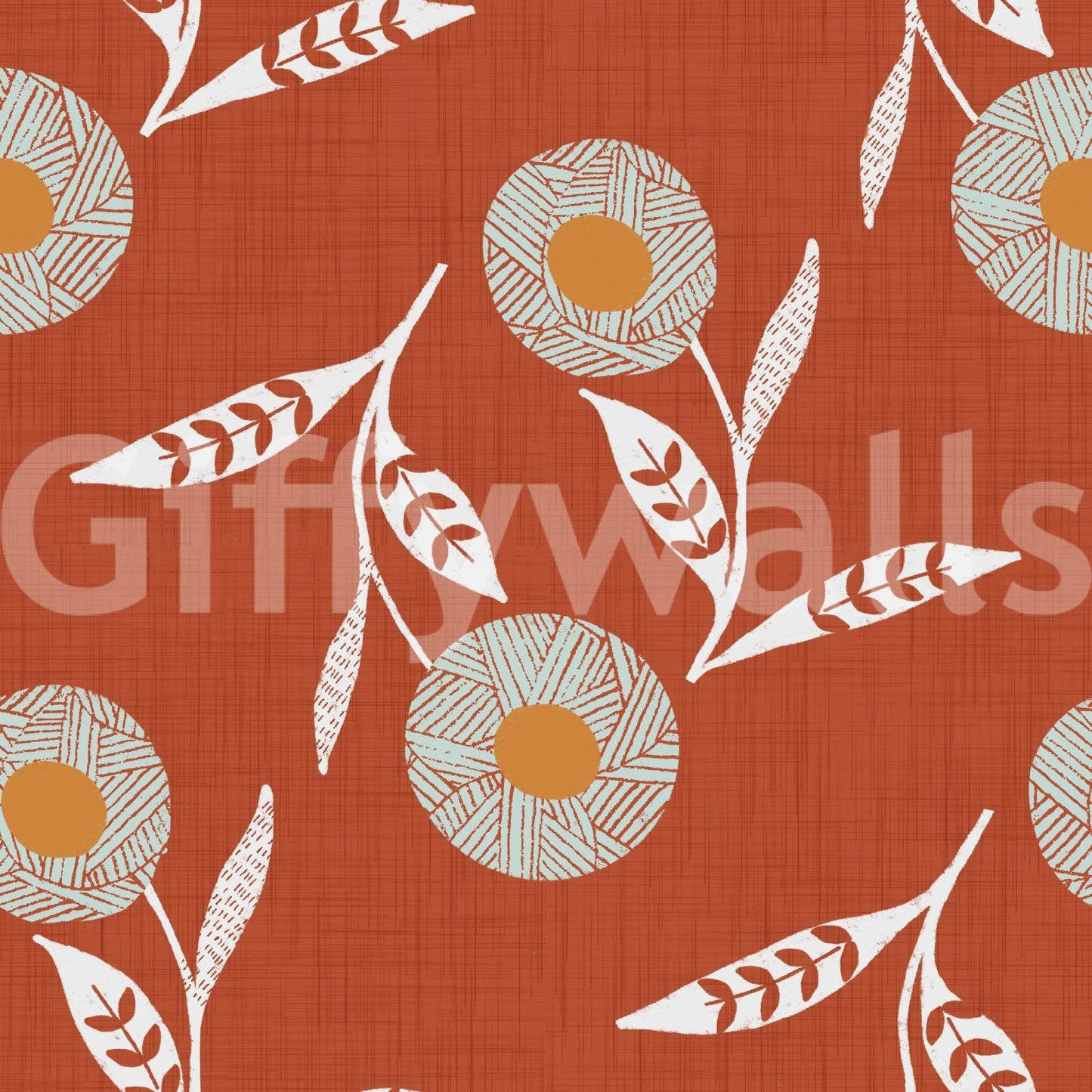 Cozy Scandi Flower Burnt Terracotta - Craft Botanical Wallpaper⁠