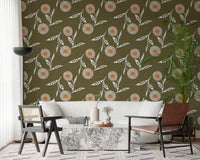 Cozy Scandi Flower Earthy Olive - Craft Botanical Wallpaper⁠