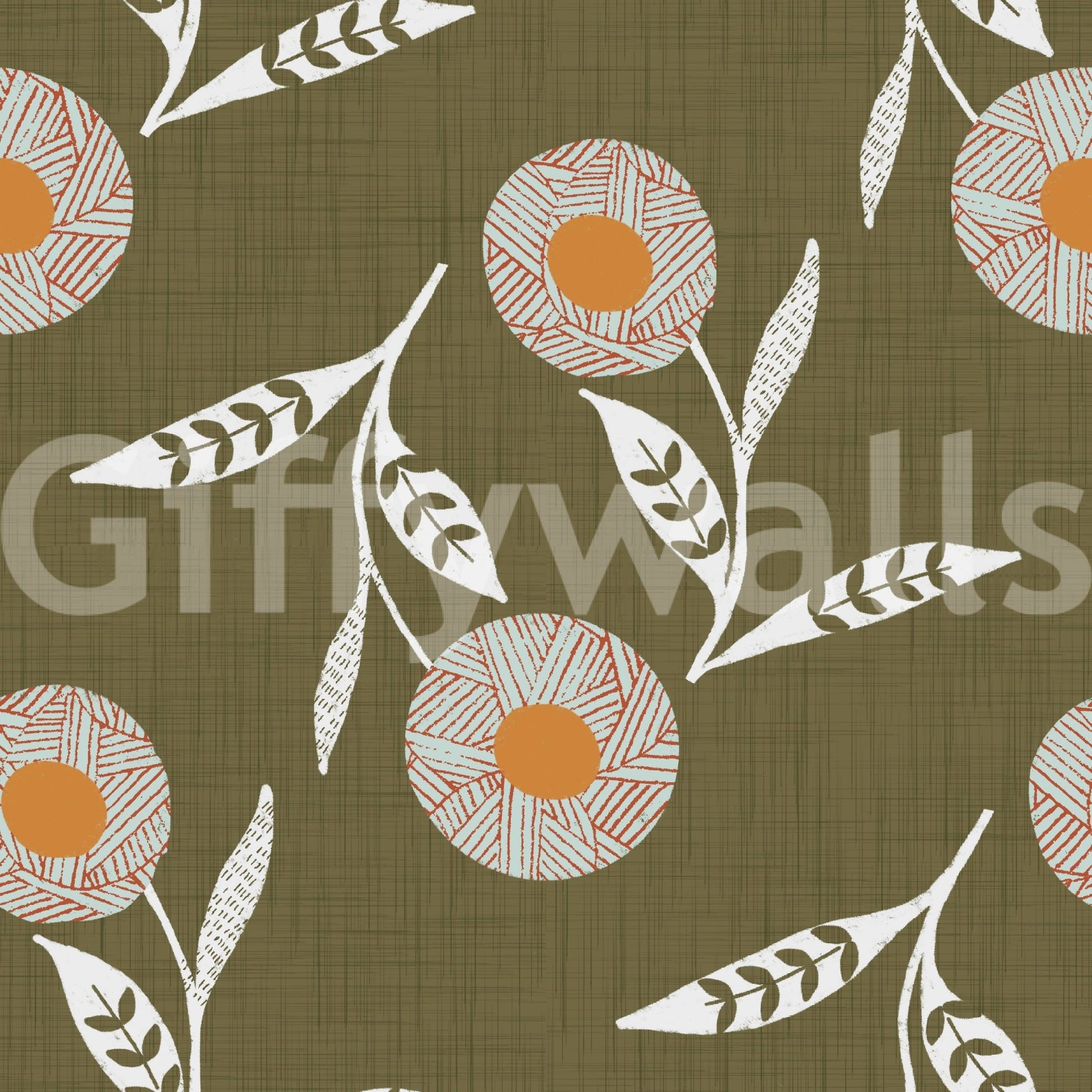 Cozy Scandi Flower Earthy Olive - Craft Botanical Wallpaper⁠