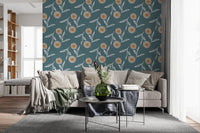 Cozy Scandi Flower Nordic Blue Grey - Craft Botanical Wallpaper⁠