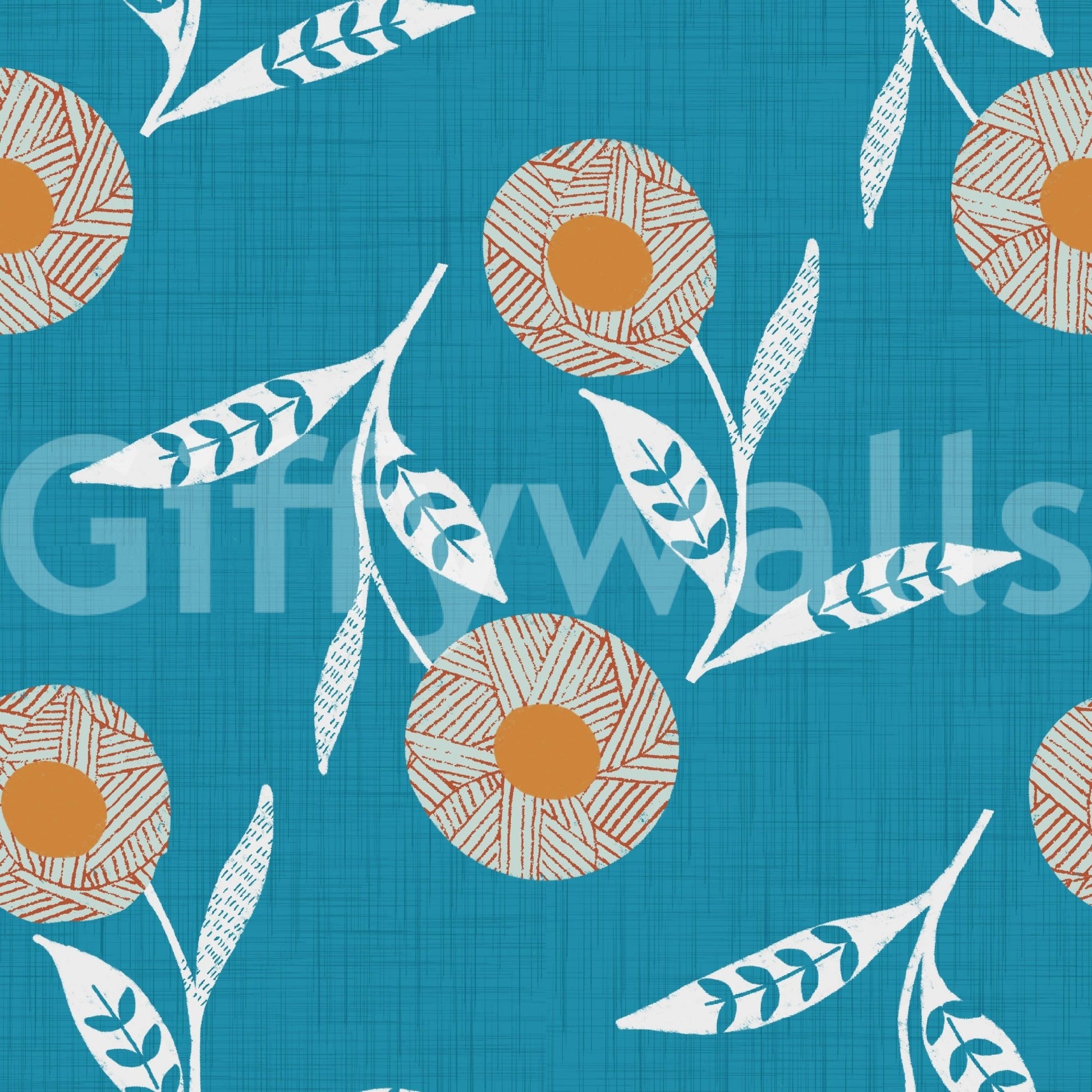 Cozy Scandi Flower Nordic Teal - Craft Botanical Wallpaper⁠