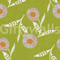 Cozy Scandi Flower Olive Chartreuse - Craft Botanical Wallpaper⁠