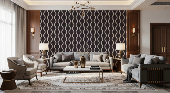 Cozy Scandi Folk Charcoal Warm Linen - Craft Stripe Wallpaper⁠