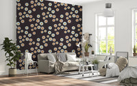 Cozy Scandi Folk Dot Floral Charcoal - Craft Circle Wallpaper⁠