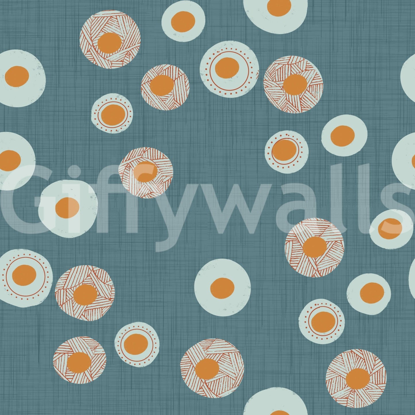 Cozy Scandi Folk Dot Floral Nordic Blue Grey - Craft Circle Wallpaper⁠
